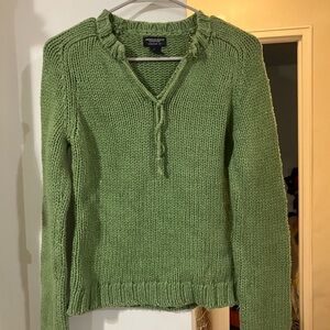 American Eagle Outfitters Green V-Neck Sweater